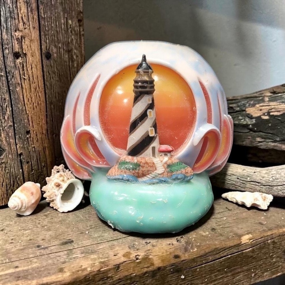Lighthouse‎ By the Sea Layered Candle, Nautical Coastal Centerpiece, Beach House